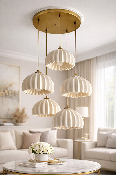 DREAM MODE Solis Modern 5’li Sarkıt Avize Salon ve Mutfak Aydınlatması Şık Bo...