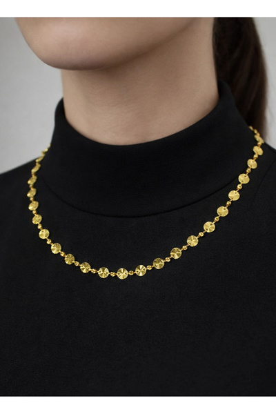 REDMOON GOLD 14 Ayar Altın Pullu Dorikalı Kolye