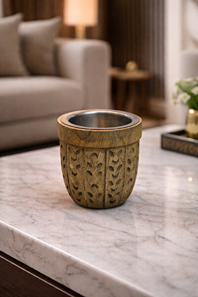 Generic (Unbranded) Cylindrical incense burner made of Indian wood