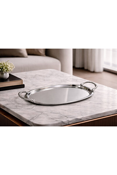 Unbranded/Generic 40*25 Steel serving tray with rope handle