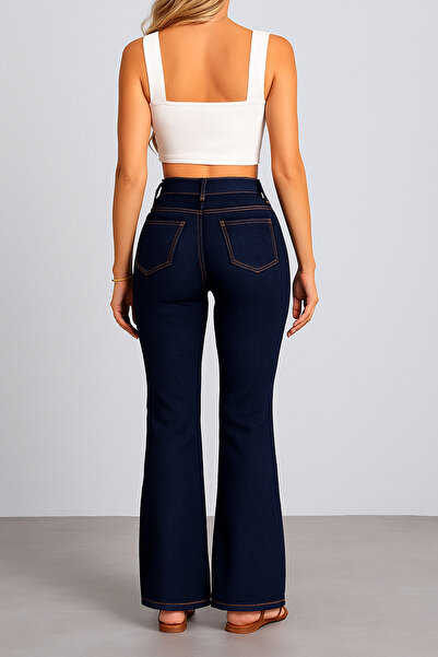 Butik Kadın Wide Leg Oversize Yüksekbel Ispanyol Paça Kot (Denim) Pantolon