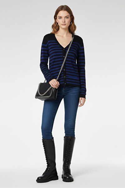 Lacoste Women V Neck Embroidered Logo Long Sleeve Cardigan, Multicolor