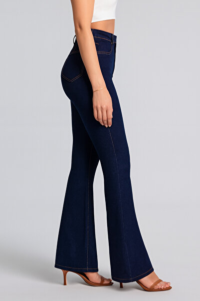 Butik Kadın Wide Leg Oversize Yüksekbel Ispanyol Paça Kot (Denim) Pantolon