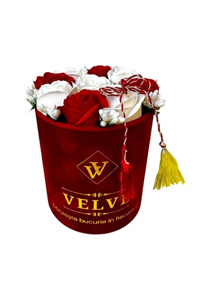 velve Aranjament floral „Pure Love”, cu 9 trandafiri de săpun cu stamine deco...