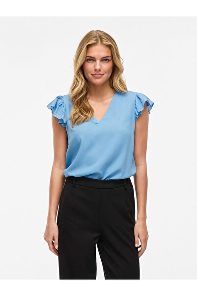 VILA Oberteil mit angeschnittenen Ärmeln VILIKA V-Ausschnitt