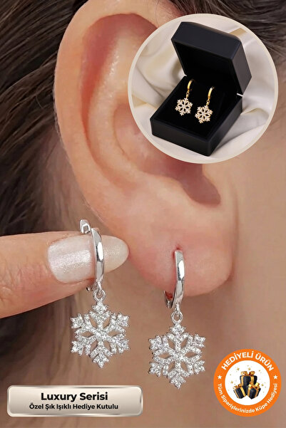 Lucente Jewellery Işıklı Hediye Kutulu Kar Tanesi 925 Ayar Beyaz Gümüş Kaplam...