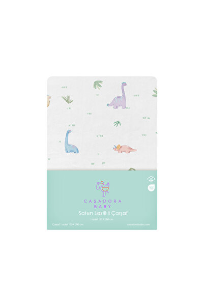 Casadora Baby Dino %100 Pamuk Saten Çocuk Lastikli Çarşaf 120 x 200 cm