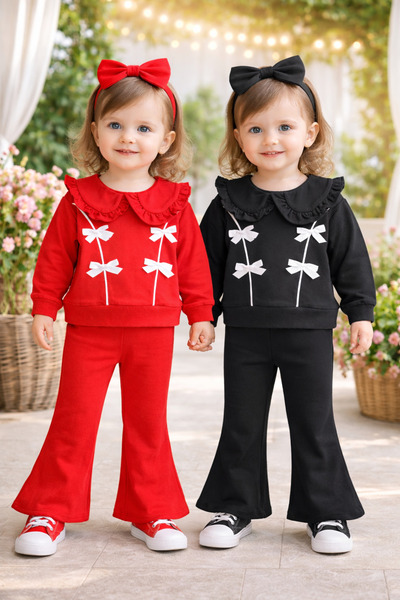 ciciben Fiyonklu Yaka Detaylı İspanyol Paça Kız Bebek 2 li Takım