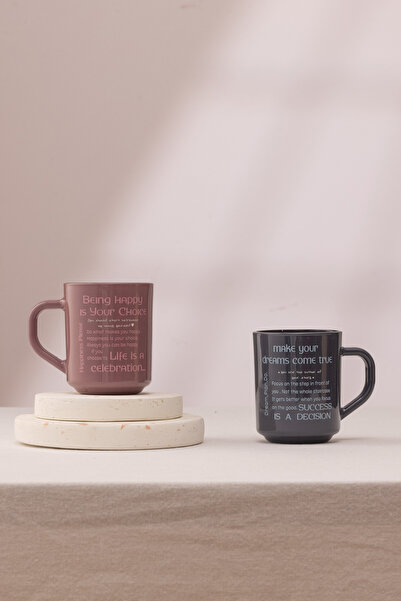 Rakle Motivational Set of 2 Mugs Smoked-Plum 246 Cc