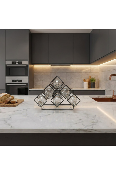 RackAndCork Rack And Cork - 6 Şişe Kapasiteli Şaraplık Rafı | Modern Şarap De...