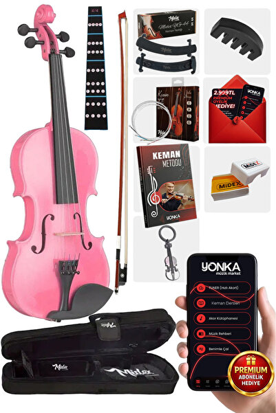 Midex Hga44pink Pembe 4/4 Tam Boy Keman Seti
