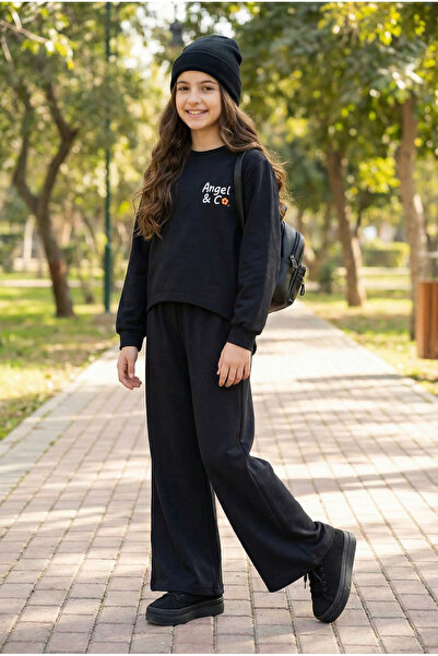 Angel&Co. Girls Clothing Βαμβακερό Σετ Φόρμας για Κορίτσια σε Μαύρο Χρώμα με ...