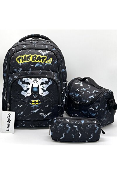 LaddyCo İlkokul Çantası Erkek Çocuğu 3`lü Set Siyah İlk Okul Çantası Karakter...
