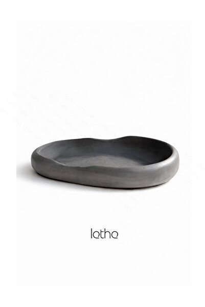 Lethe Design Taş Görünümlü Düzensiz Form Beton Dekoratif Kase Tabak 25x15cm T...