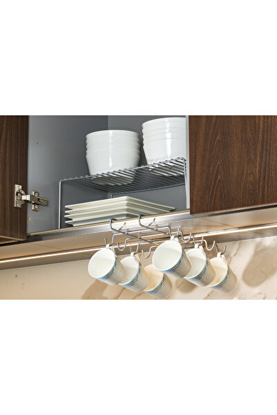 Edora Home Gümüş 2'Li Mutfak Seti, Dolap Düzenleyici Ve 10'Lu Bardaklık, Hedi...