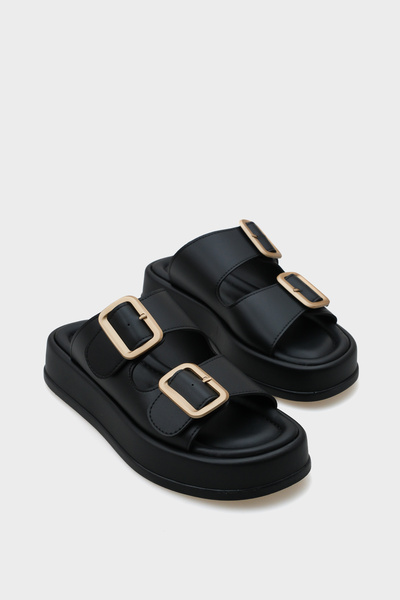 Capone Outfitters Dámské pantofle Marge na klínovém podpatku s dvojitou pásko...