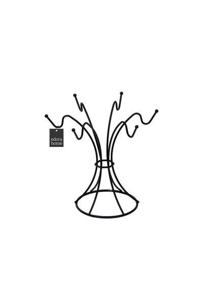 Edora Home Siyah 6 Kancalı Bardak Askılık, Kupa, Fincan Kancalı Mutfak Set Üs...