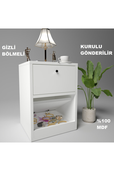 KONAK EV EŞYALARI Kili Gizli Bölmeli Komodin,MDF,Kurulu Gönderilir,Montaj Ger...