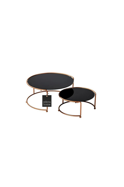 Edora Home 2'li Rose Küçük Boy Metal Sunumluk İkramlık Servis Tabağı Siyah Pl...