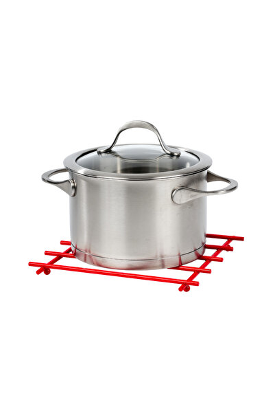 Edora Home Червена коледна подставка - плосък прът, огнеупорна, метална неръж...