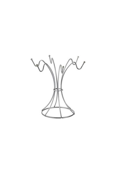 Edora Home Mat Gümüş 6 Kancalı Bardak Askılığı Kupa Fincan Düzenleyici Paslanmaz Metal