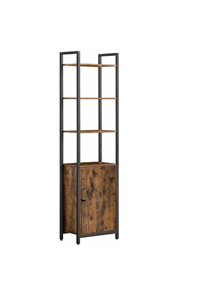 VASAGLE Tall Bookcase with 6 Shelves and Cabinet, Metal Frame, 40x24x160 cm, ...