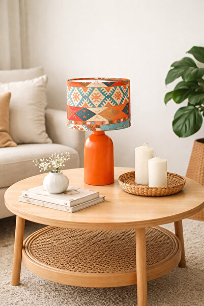 retro home design Turuncu Ayaklı Kapadokya Baskı Model Kumaş Şapkalı Şık Yata...