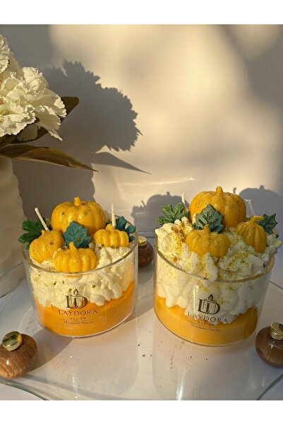 Laydora design Sonbahar Temalı Kabak Detaylı Kokulu Lüks El Yapımı Mum