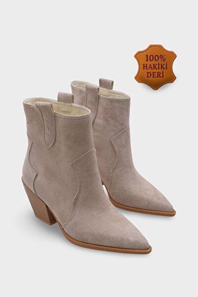 Capone Outfitters Tiffani Sivri Burunlu Hakiki Deri Yandan Çekmeli Kadın Kovb...