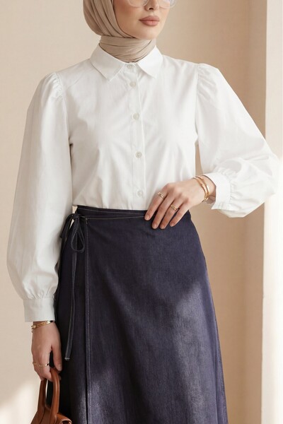 HİJABAYA Κοντό πουκάμισο ποπλίνα με μανικέτια μπαλόνια