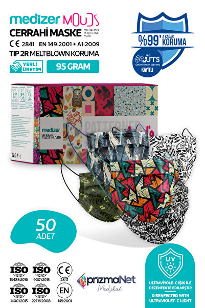 Medizer Youngers Seri Meltblown Kumaş 3 Katlı Ultrasonik Cerrahi Ağız Maskesi...