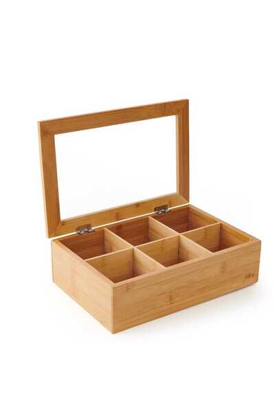 MİEN Bambu 6 gözlü çok amaçlı çay kutusu