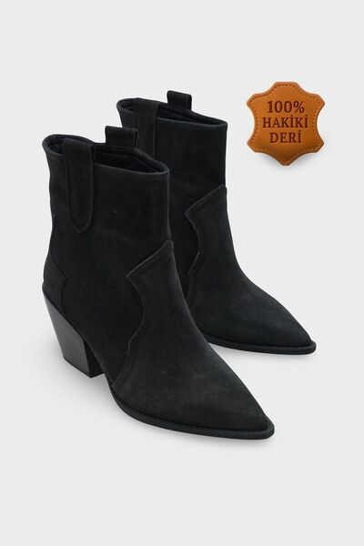 Capone Outfitters Tiffani Sivri Burunlu Hakiki Deri Yandan Çekmeli Kadın Kovb...