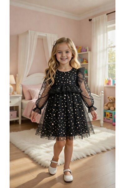 BİLGEN Style Рокля за специални поводи с принт на звезди за момичета, възраст...