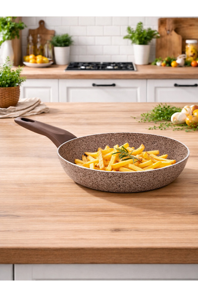 EMEL 32 cm Granite Frying Pan (Beige)