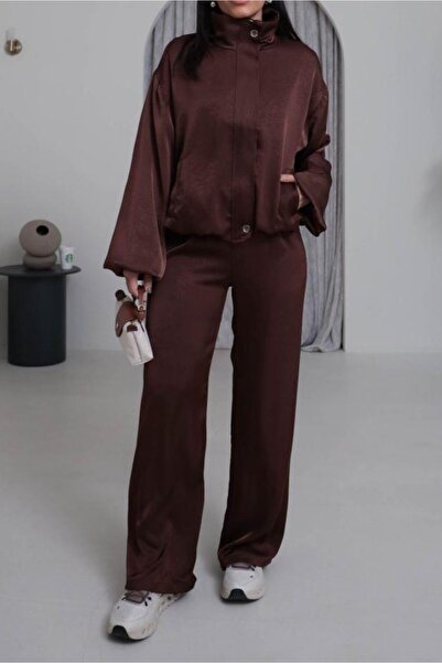 Suziş SET JACQUETĂ BOMBER CU INTERIOR SATINAT ȘI PANTALONI MODEL PALAZZO KEY3...