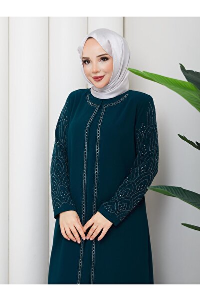 ESLEMNUR Plus size mother dress with stone sleeves