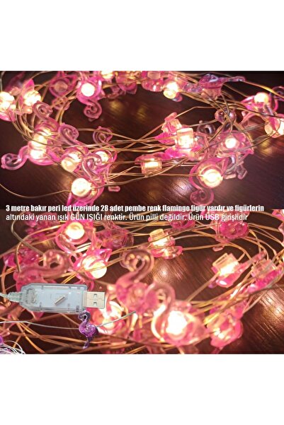 partidolu Usb Girişli Pembe Renk Flamingo Şeklinde Pilli Gün Işığı Led Işık 3...