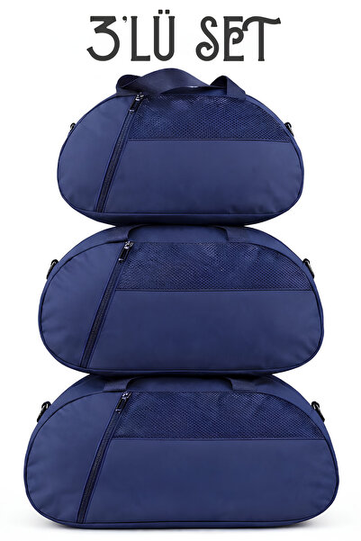 KAFF Set od 3 komada tamnoplave kofera sa prednjim džepom, podesivim ramennim...