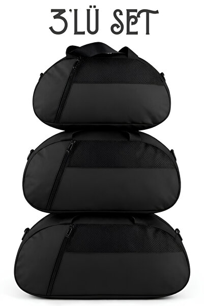 KAFF 3'lü Set D valiz Önü Cepli Ayarlanabilir Omuz Askılı El Seyahat Spor Çan...