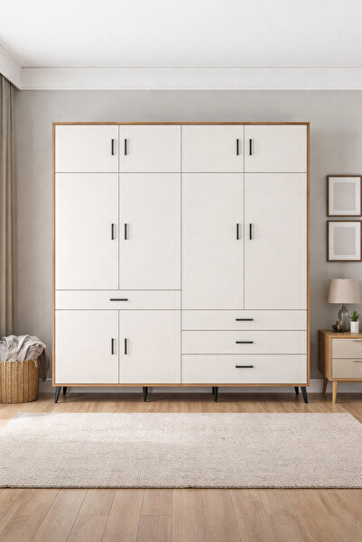 Dienni Hyperion Gardrop 5 Raflı 4 Çekmeceli 2 Askılı 176x44x221 Çam-Aytaşı