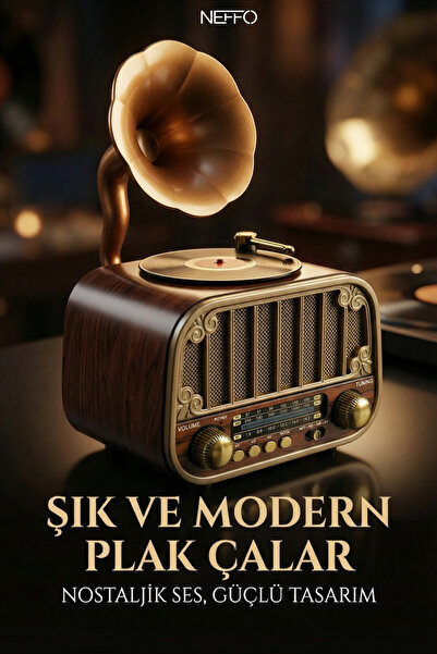 NEFFO Nostaljik Gramofon Tasarımlı Bluetooth Hoparlör & Plak Çalar Görünümlü ...