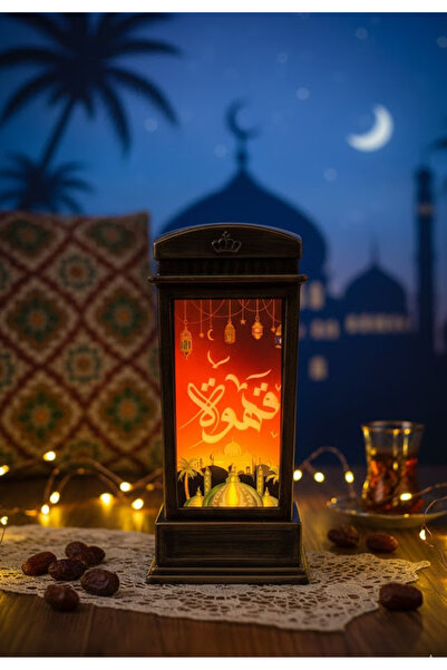 Bashaer Home Ramadan Lantern with LED Light Beige 13cm