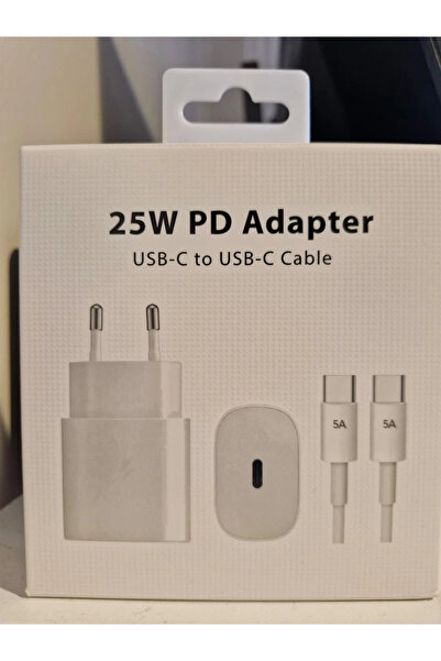 utechno 25W (WATT) Samsung Uyumlu Süper Hızlı Şarj Uyumlu Başlık | Type-C to Type-C Kablo Set