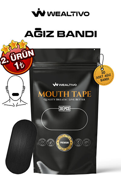 Wealtivo Premium Ağız Bandı 30 Adet, Horlama Desteği Hipoalerjenik Ağız Kapam...