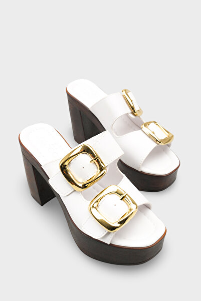 Riccon Mylsaria 0012766 Model ženske štikle sa belom kožom Papuče - Dvostruka...