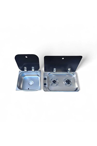 Universal İKİ GÖZLÜ CAM KAPAKLI OCAK CAM KAPAKLI EVYE SETİ ÜNİVERSAL Yatek Ka...