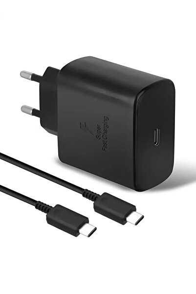 utechno 45W (WATT) Samsung Uyumlu Süper Hızlı Şarj Uyumlu Başlık | Type-C to Type-C Kablo Set
