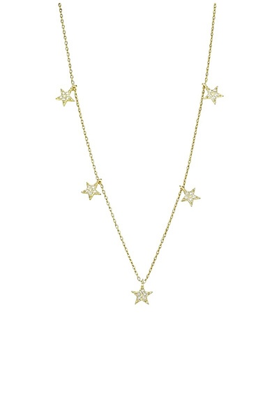 Siminkari Altın Renk Sıralı Yıldızlı Gümüş Kolye