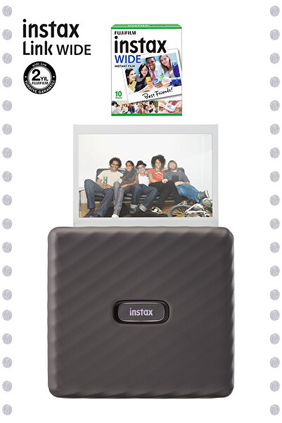 Fujifilm Instax Wide Link Gri Akıllı Telefon Yazıcısı Ve 10'lu Film